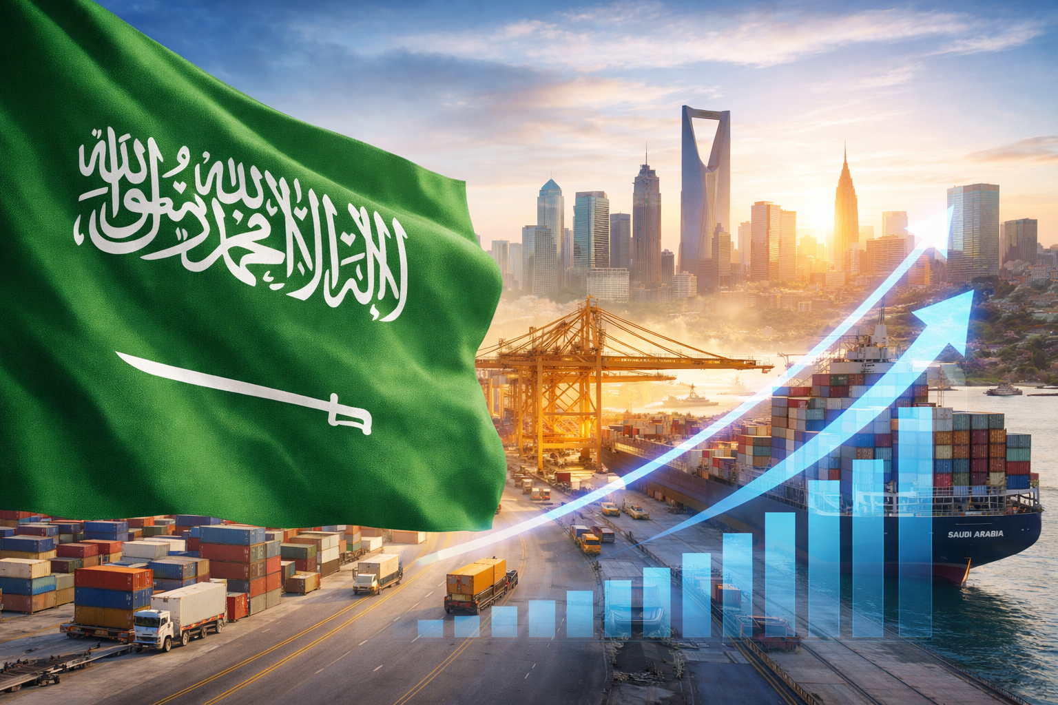 Read more about the article مقالة: أثر الانفتاح التجاري على النمو الاقتصادي في ضوء رؤية المملكة العربية السعودية 2030