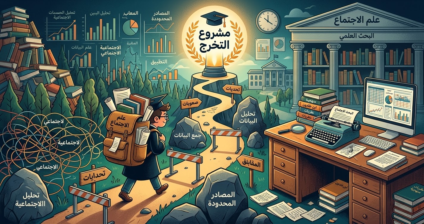 You are currently viewing مقالة: الصعوبات التي تواجه طلاب قسم علم الاجتماع في إعداد مشاريع تخرجهم