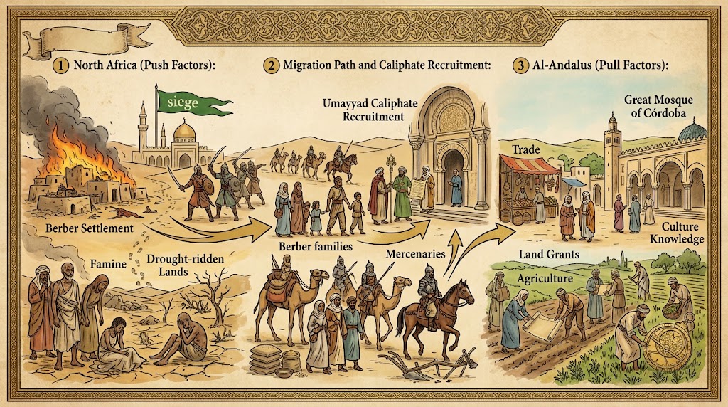 You are currently viewing مقالة: دوافع الهجرة البربرية إلى الأندلس خلال القرن الرابع الهجري (العاشر الميلادي)