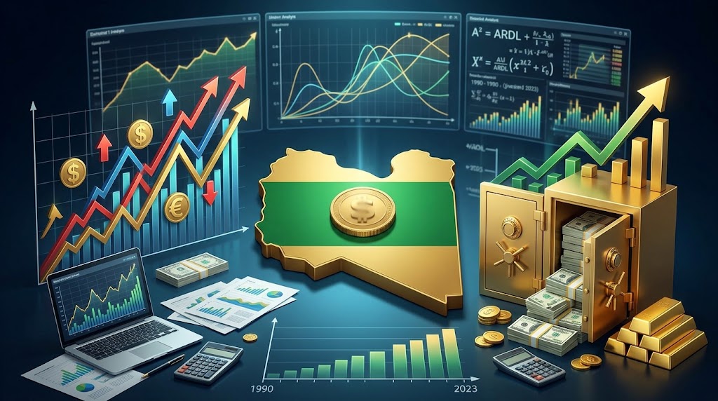 You are currently viewing مقالة: أثر سعر الصرف على الاحتياطيات الأجنبية في ليبيا: (دراسة قياسية باستخدام نموذج ARDL خلال الفترة 1990-2023)
