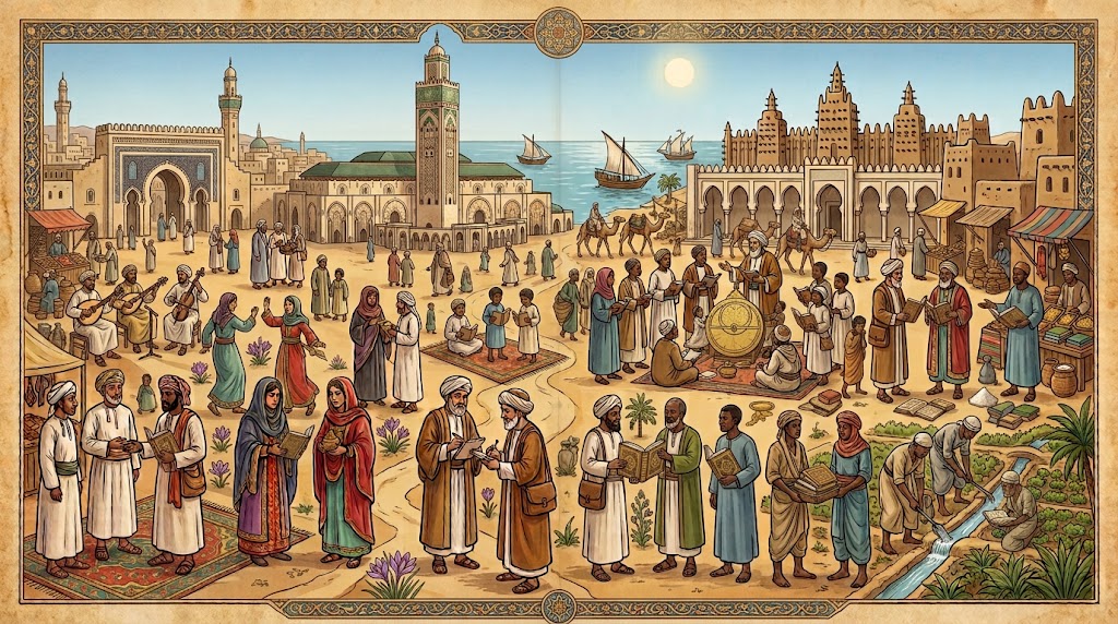 You are currently viewing مقالة: دور المغاربة في ترسيخ الثقافة المغربية الإسلامية في إفريقيا جنوب الصحراء من الفتح الإسلامي إلى بداية القرن العاشر الهجري/ 16 الميلادي